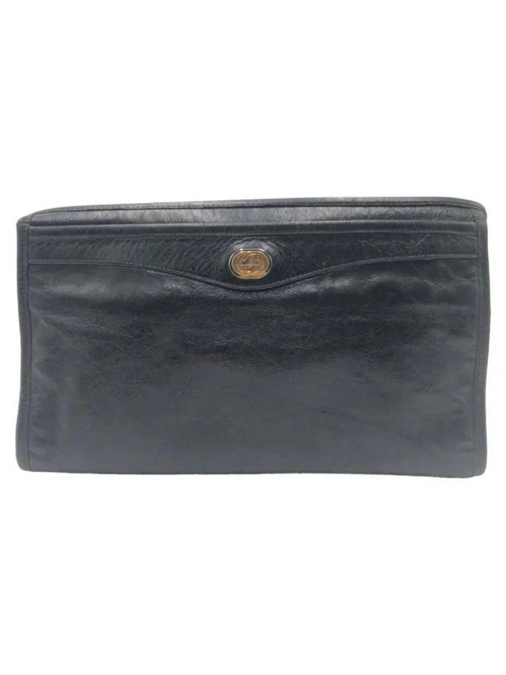 Gucci Interlocking Black Leather Clutch Bag